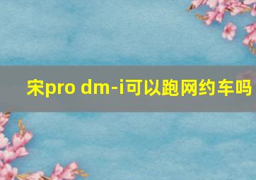 宋pro dm-i可以跑网约车吗